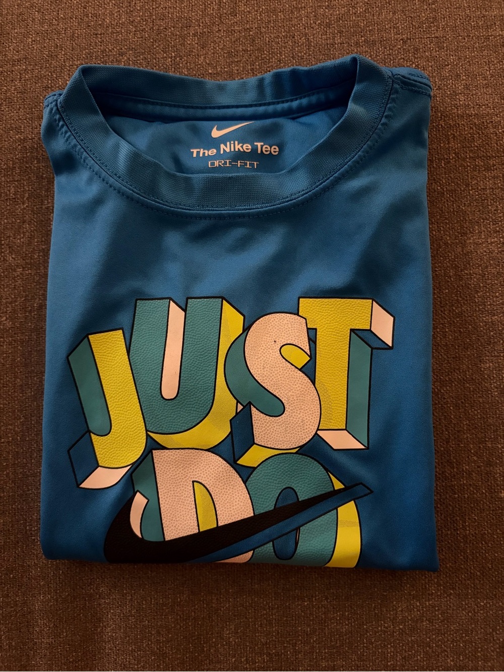 Nike Kids Blue Short-Sleeve Tee with Multicolor "JUST DO" Graphic